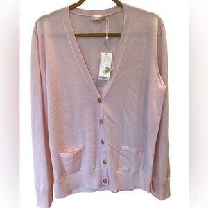 ⭐️NWT⭐️Tory Burch Porcelain Pink Madeline Cardigan with Tory Burch Gold Buttons